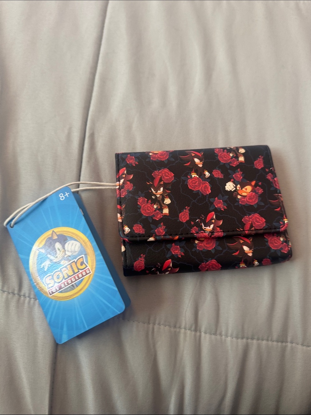 Loungefly SONIC Black Wallet with Red Rose & Character Print